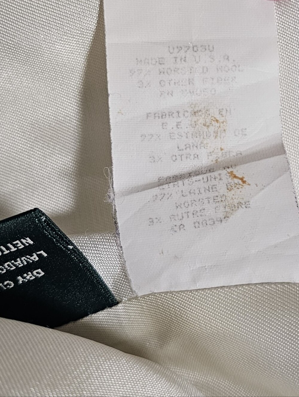 Lauren Ralph Lauren Vintage Worsted Wool Women's  Cream Crested Blazer Size 12 - Picture 9 of 9